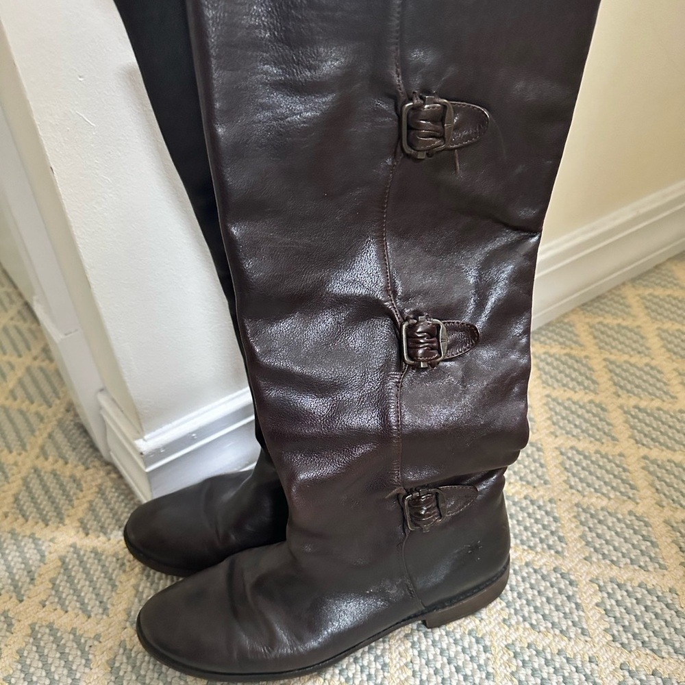 Frye Dark Brown Leather Riding Boots
